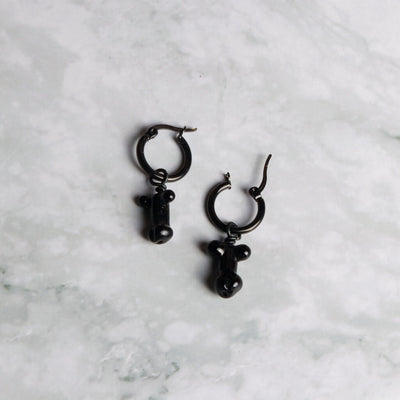 Black Weeeners Dangle Earrings