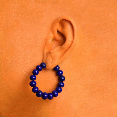 Centouno Cobalt Blue Round Earrings Earrings by Cosima Montavoci - Sunset Yogurt