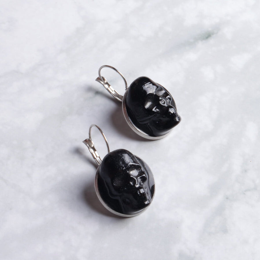 Skull Earrings Black