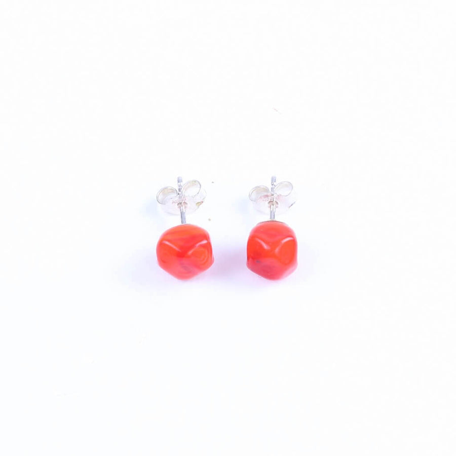 Squarebeat Red Stud Earrings